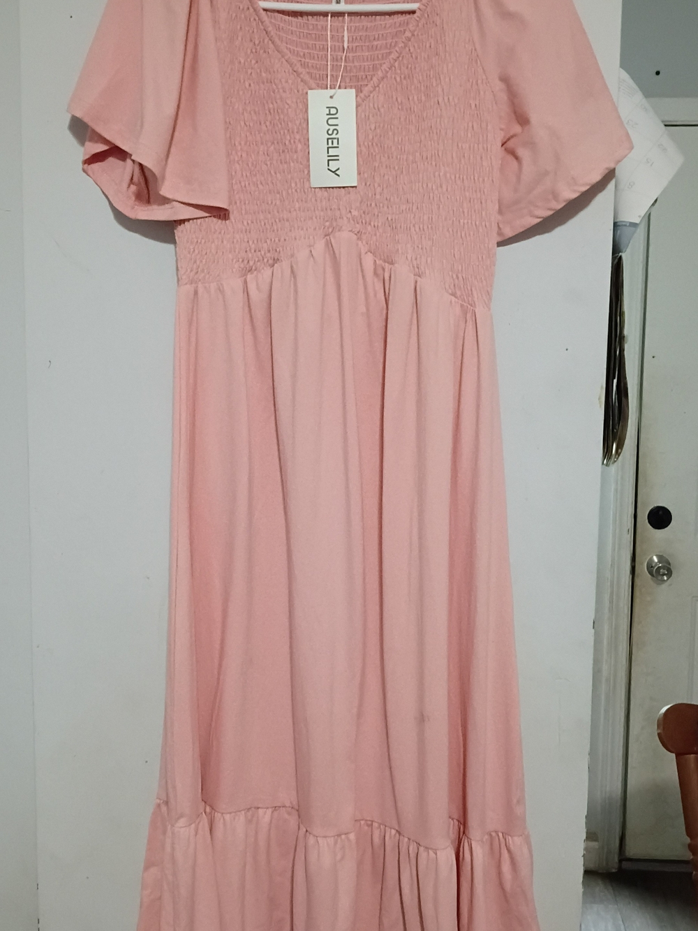Girls' Pink Smocked Maxi Dress